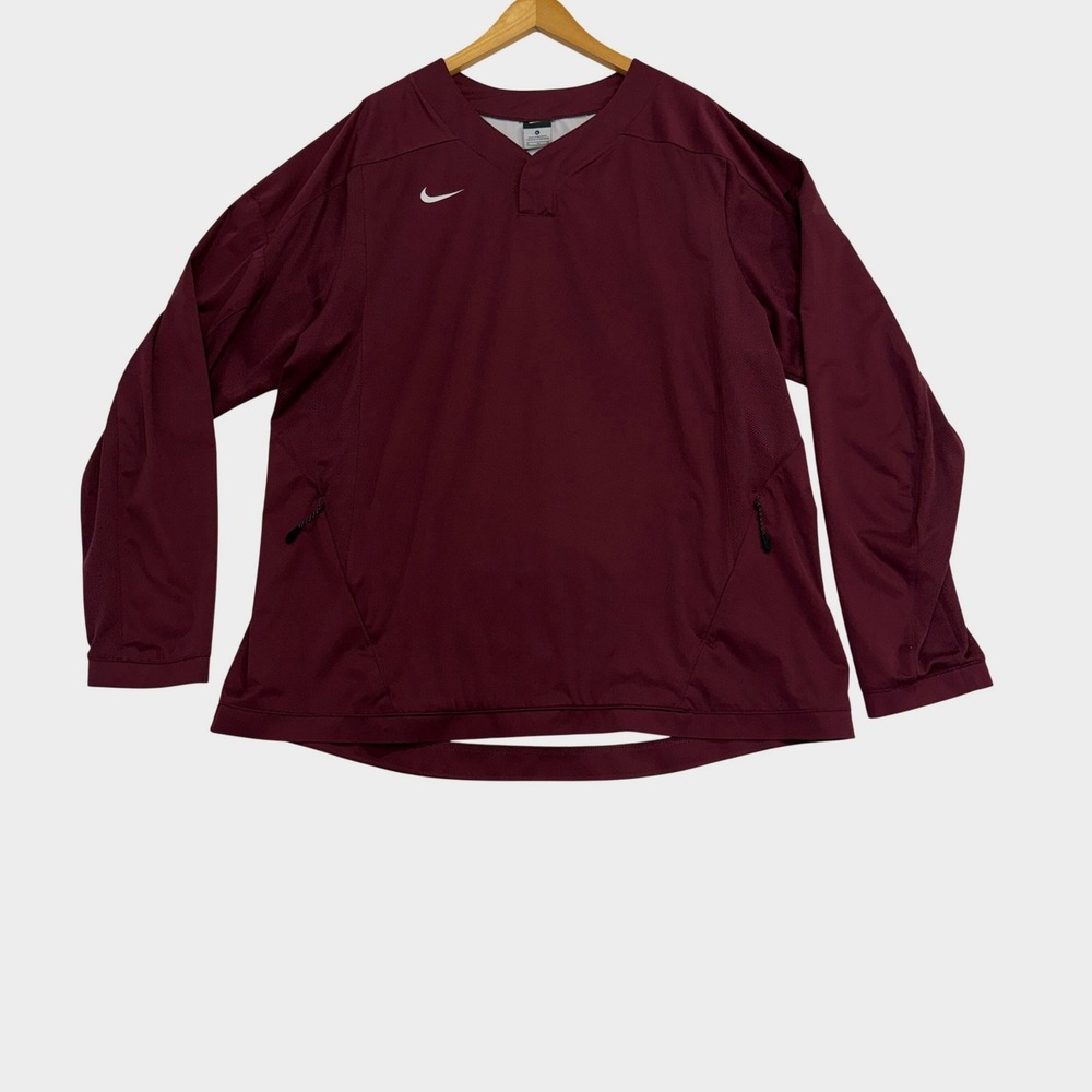 Nike Pullover Windbreaker Mens XL Maroon Long Sleeve V-Neck 708188-669